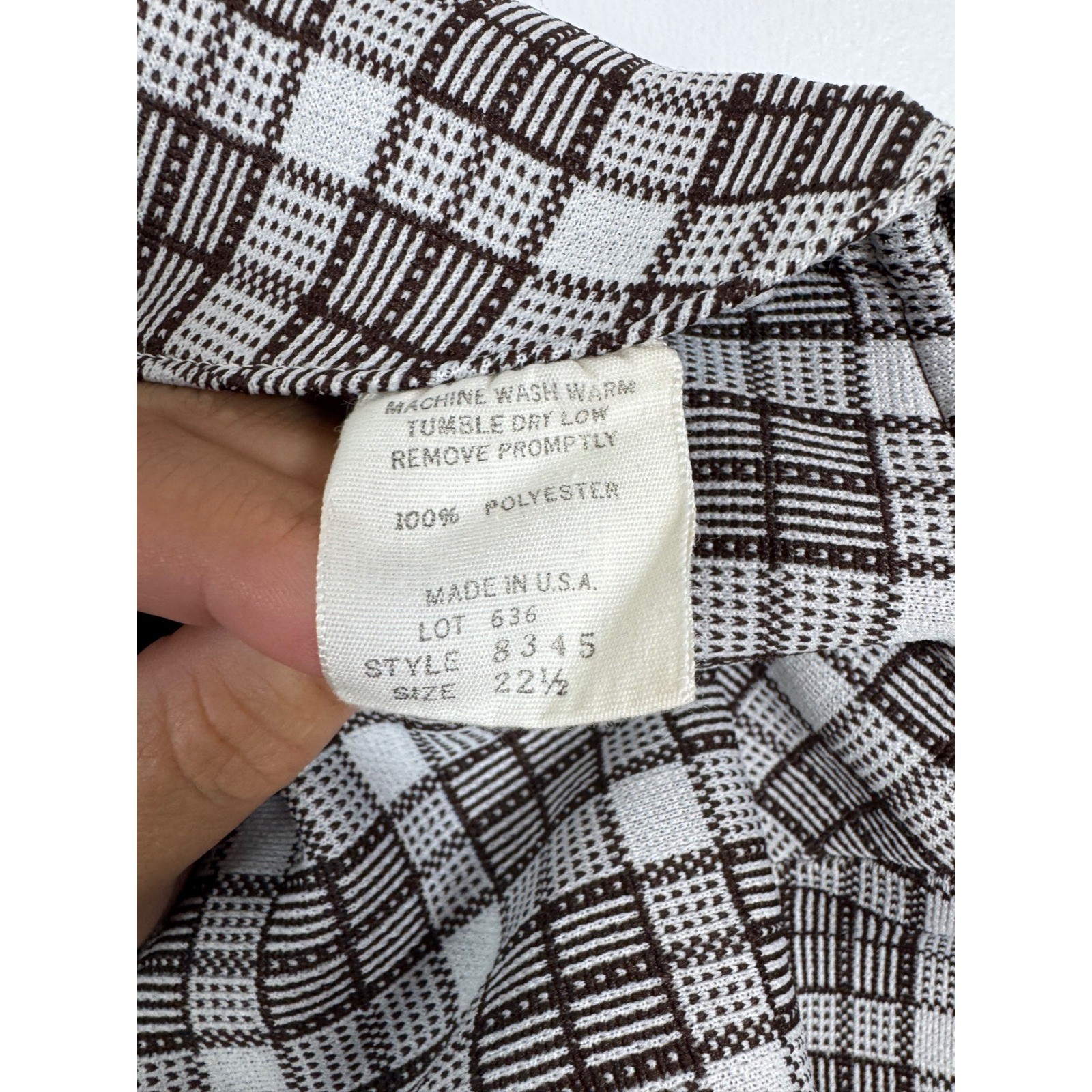 Vintage ILGWU Union Made Women 22.5 Drop Waist Dress Brown Plaid Pleated Retro