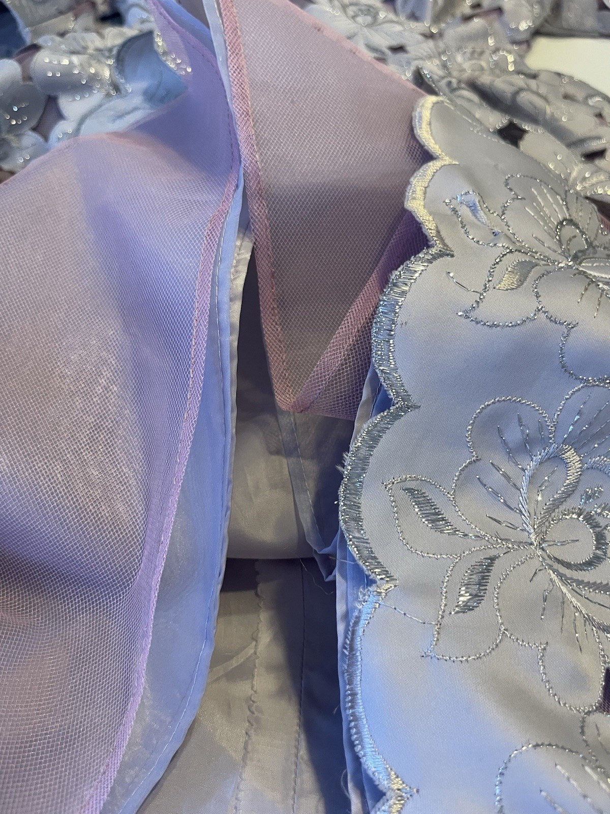 80s Handmade Floral Tea Cottagecore Dress Back Bows Full Skirt Metallic Vintage