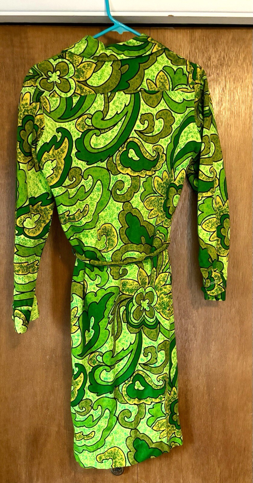 Psychedelic Green & Black Button-up Dress 40” Bust