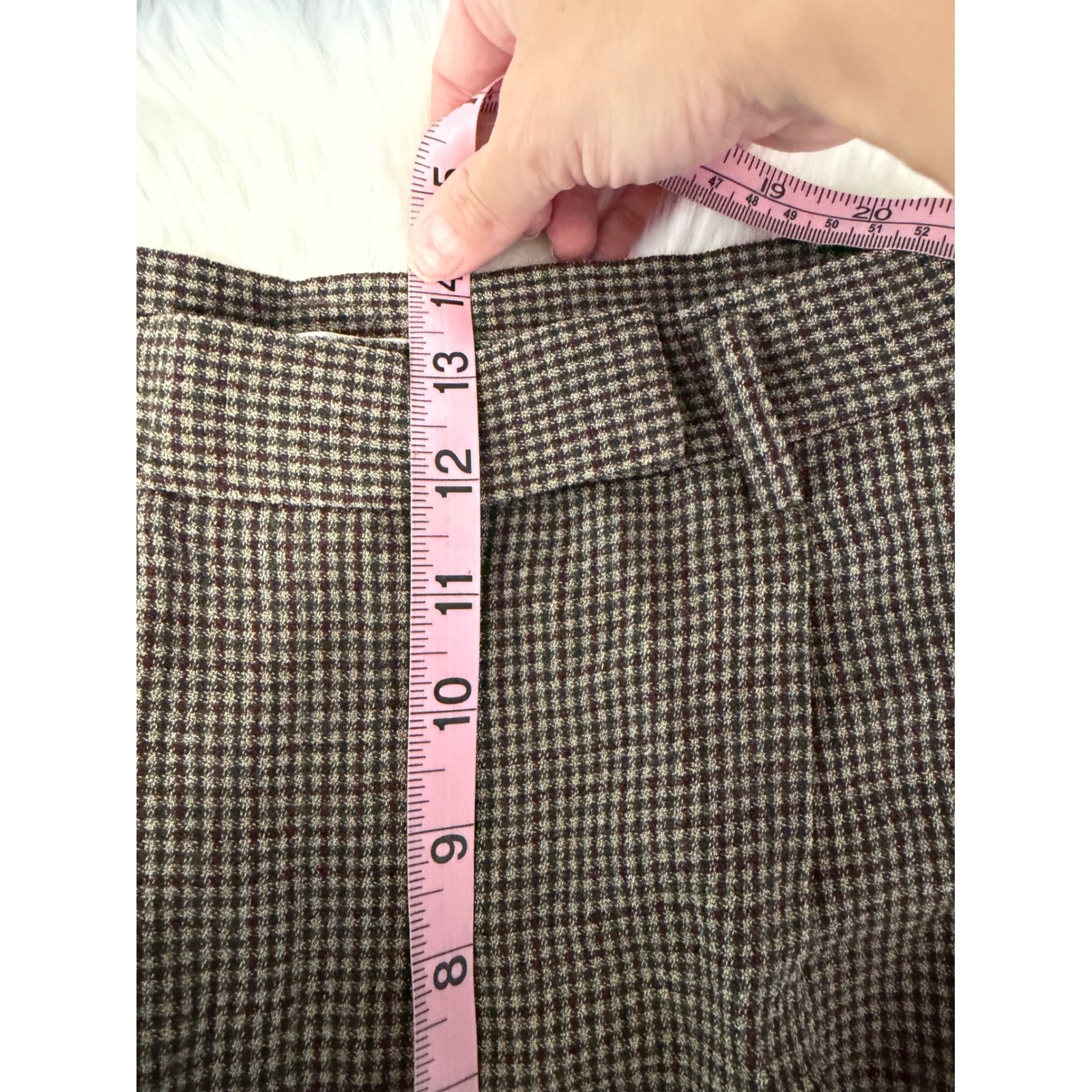 Vintage Liz Claiborne – Wool Blend Plaid Trousers Tan Green 1980’s Size 6