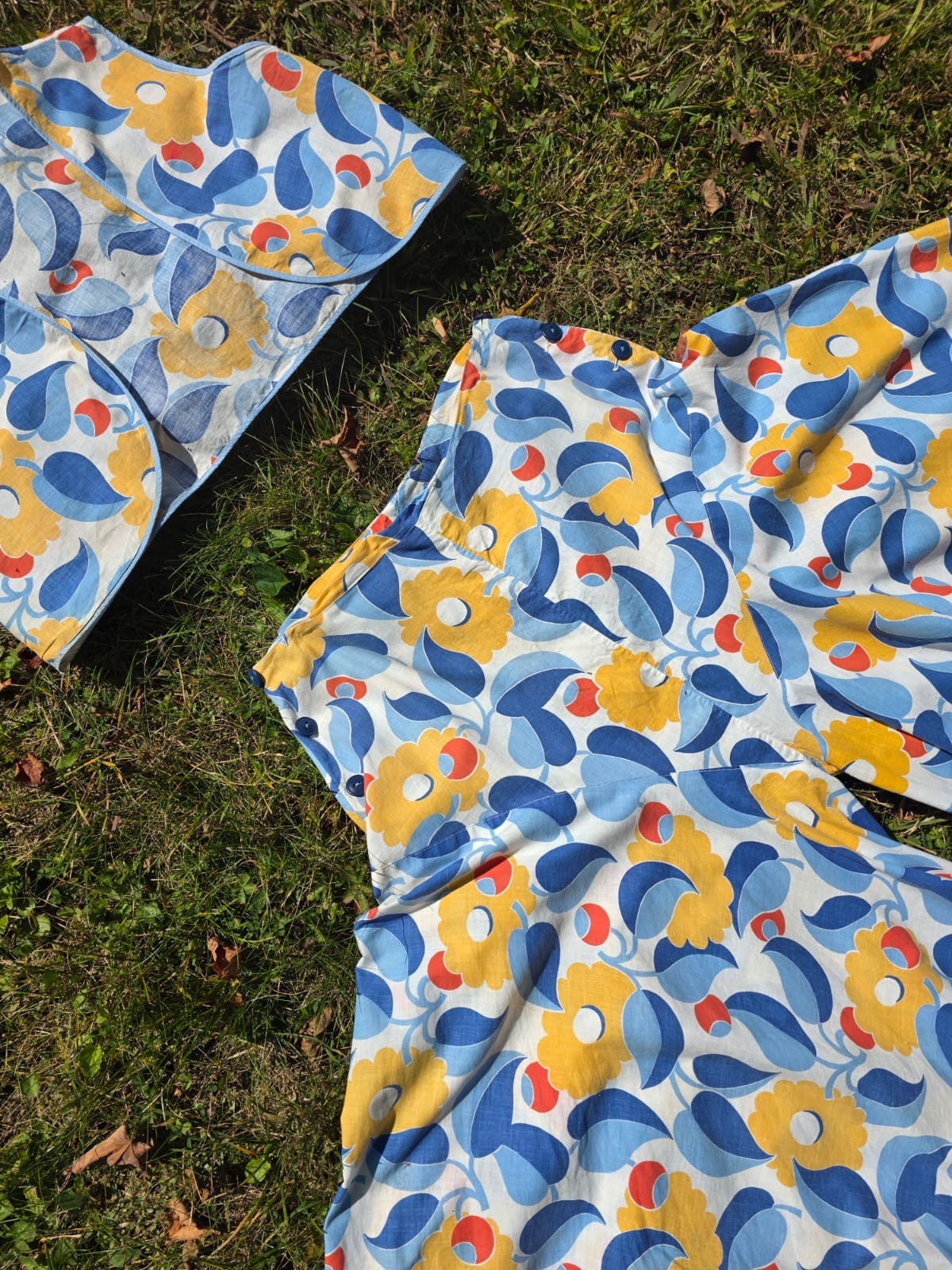 ART DECO 1930’S FLORAL PRINT BEACH PAJAMAS W THE BIGGEST BELL LEG PANTS EVER