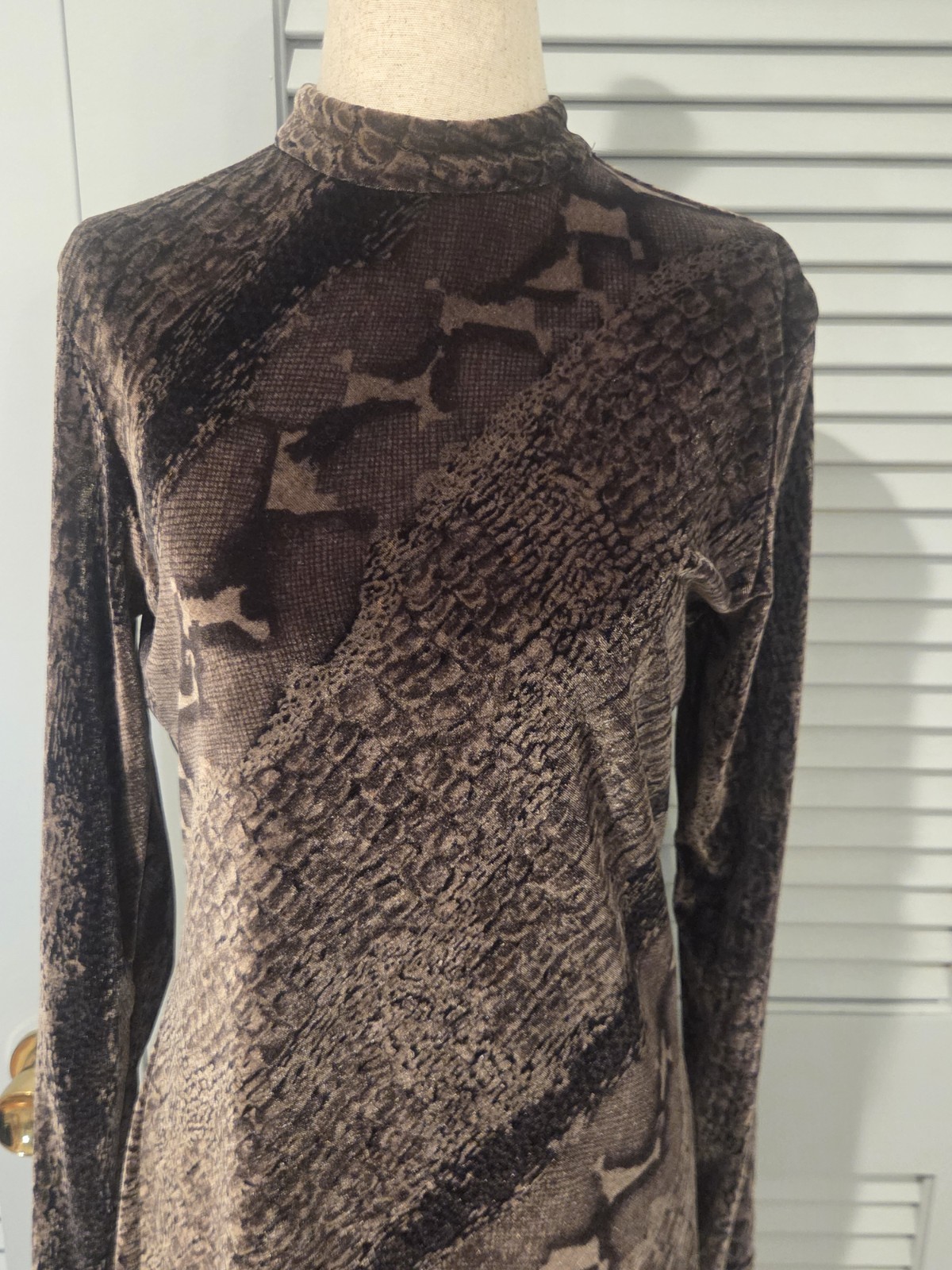 Wild Rose Size 8 Velvet Silk Blend Snake Skin Shift Dress Vintage 80s