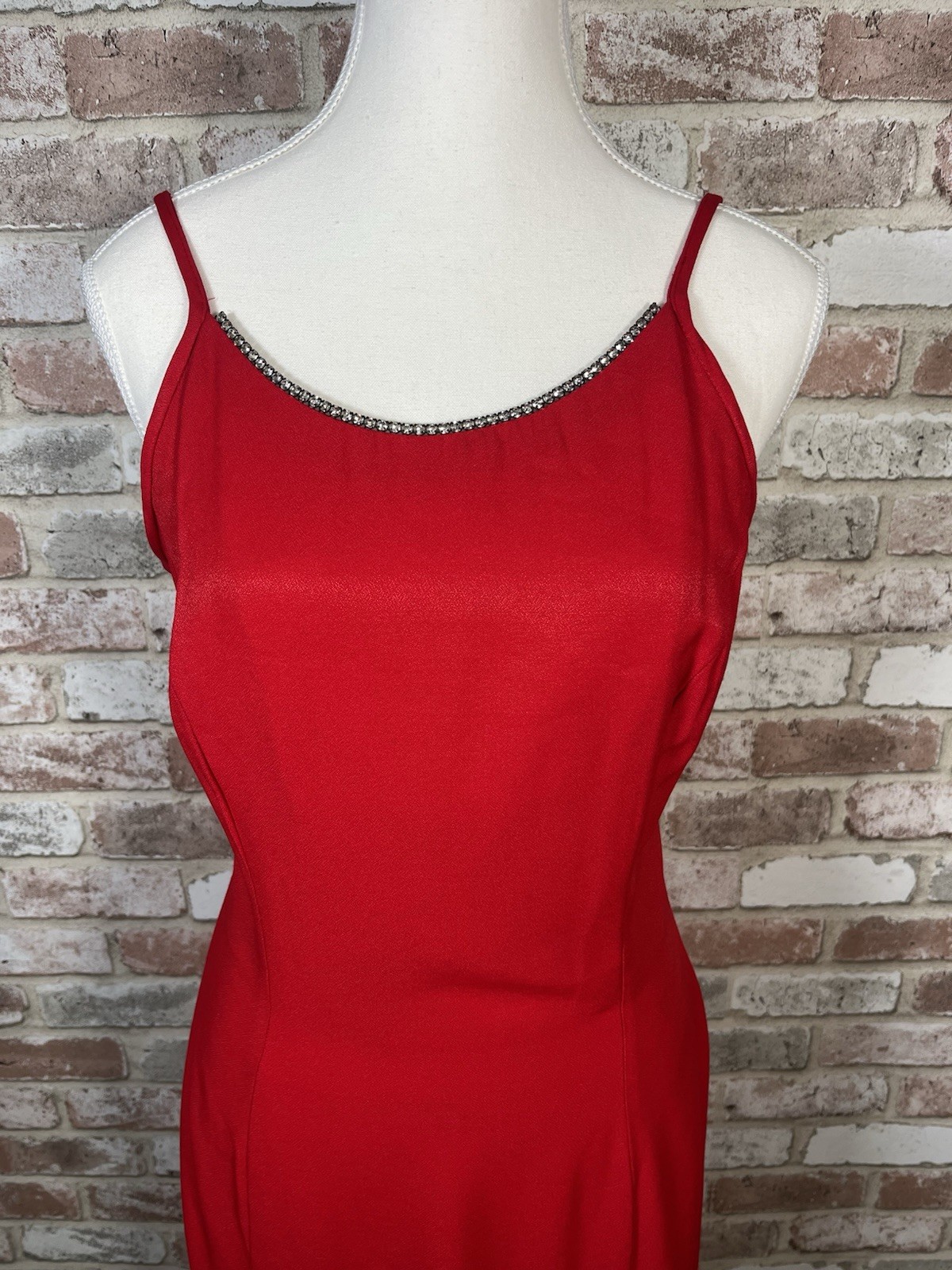Vintage 1990’s Jessica McClintock Red Prom Gown Rhinestone Neckline Sz 9/10