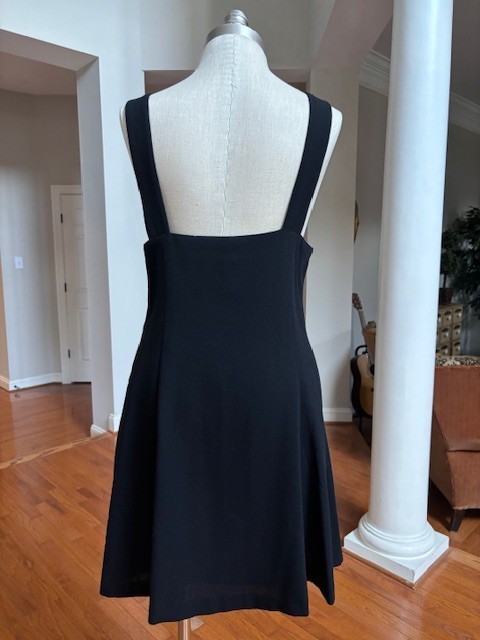 VINTAGE GIANNI VERSACE VERSUS BLACK SUSPENDER DRESS WITH MEDALLIONS SZ 30/44