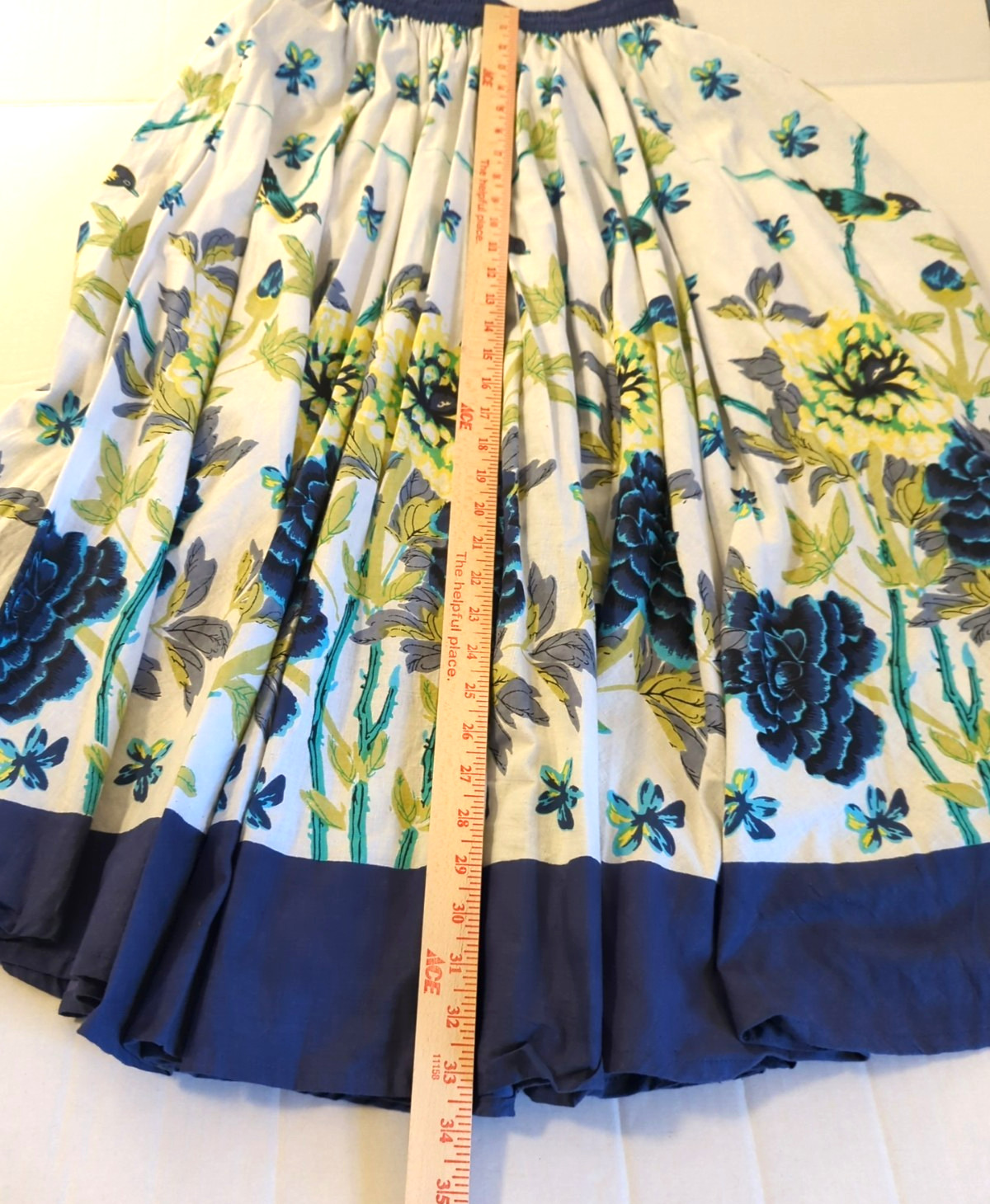 Vtg Jackpot Maxi Full Skirt Free Size Birds Flowers Festival Swing Country Boho