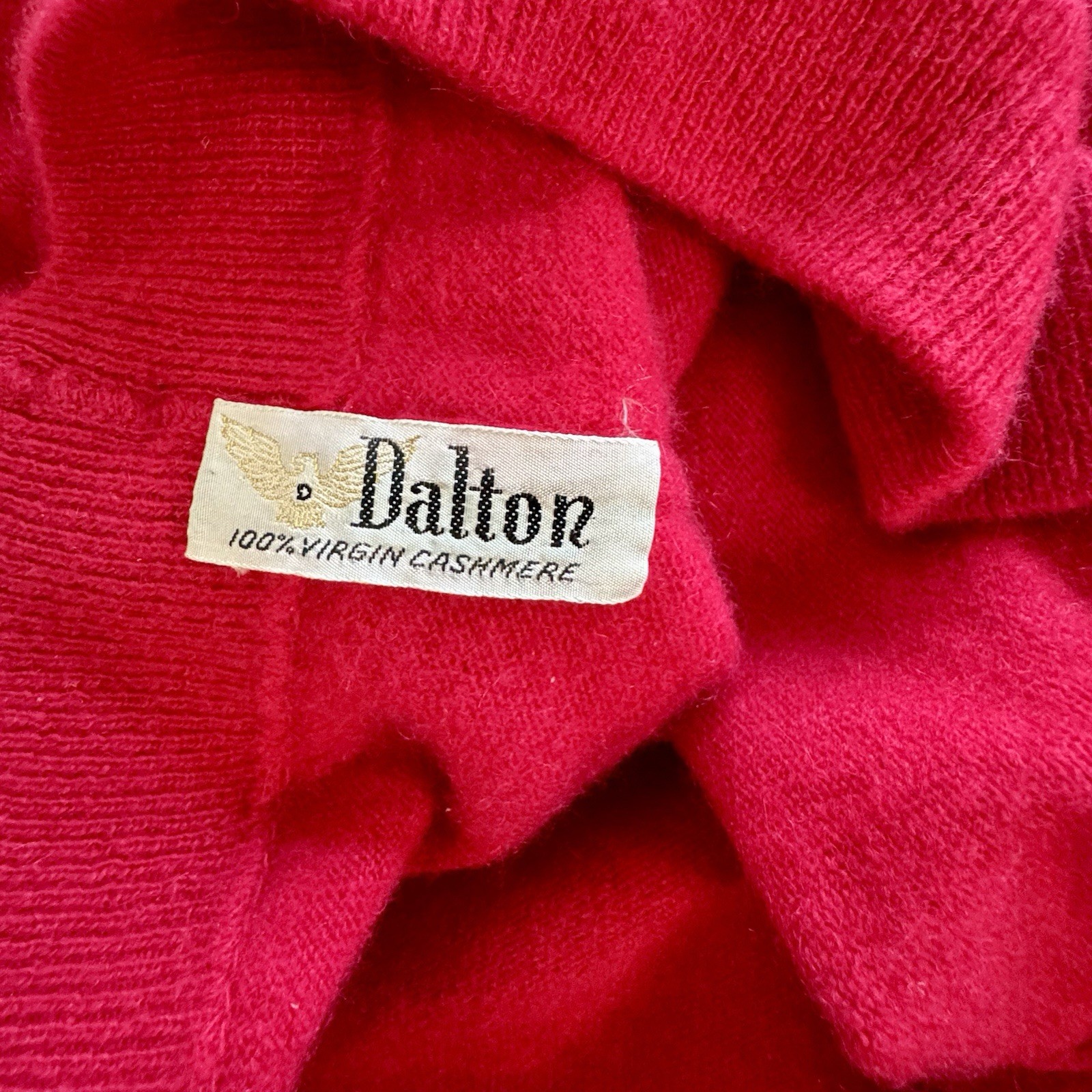 Vintage 1950s Dalton 100% Virgin Cashmere Soft Sweater Girl Peter Pan Collar Red