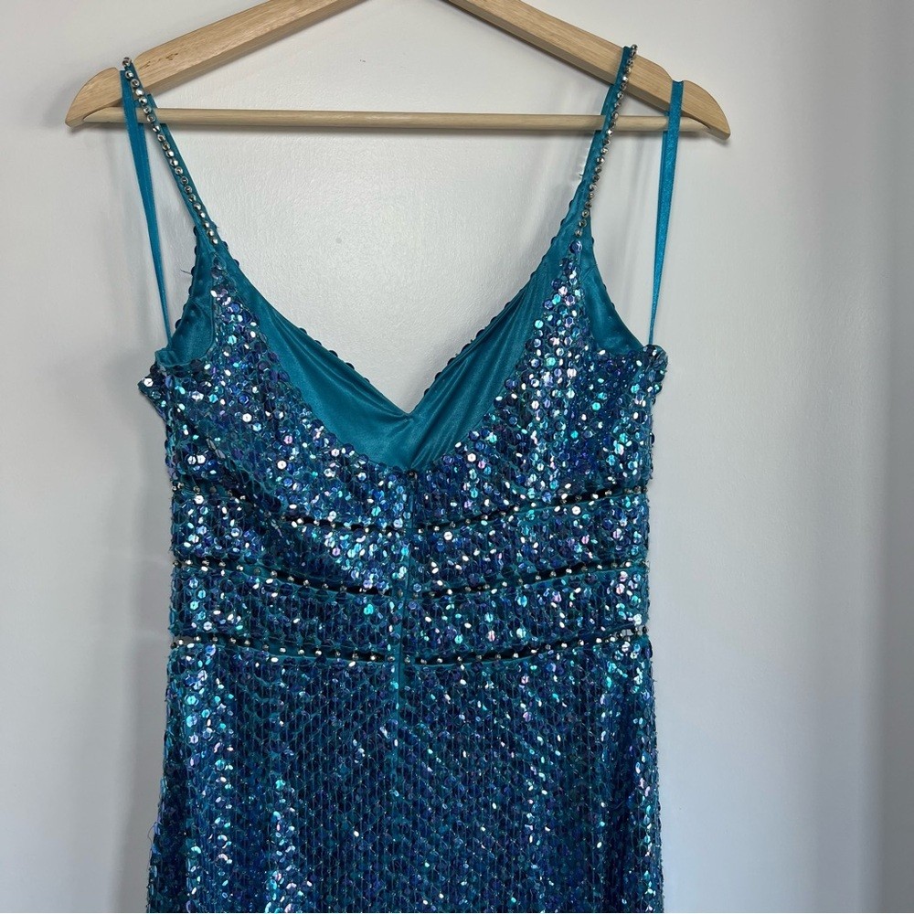 Vintage Niteline Della Roufogali Blue Purple Sequence Formal Prom Maxi Dress, 10