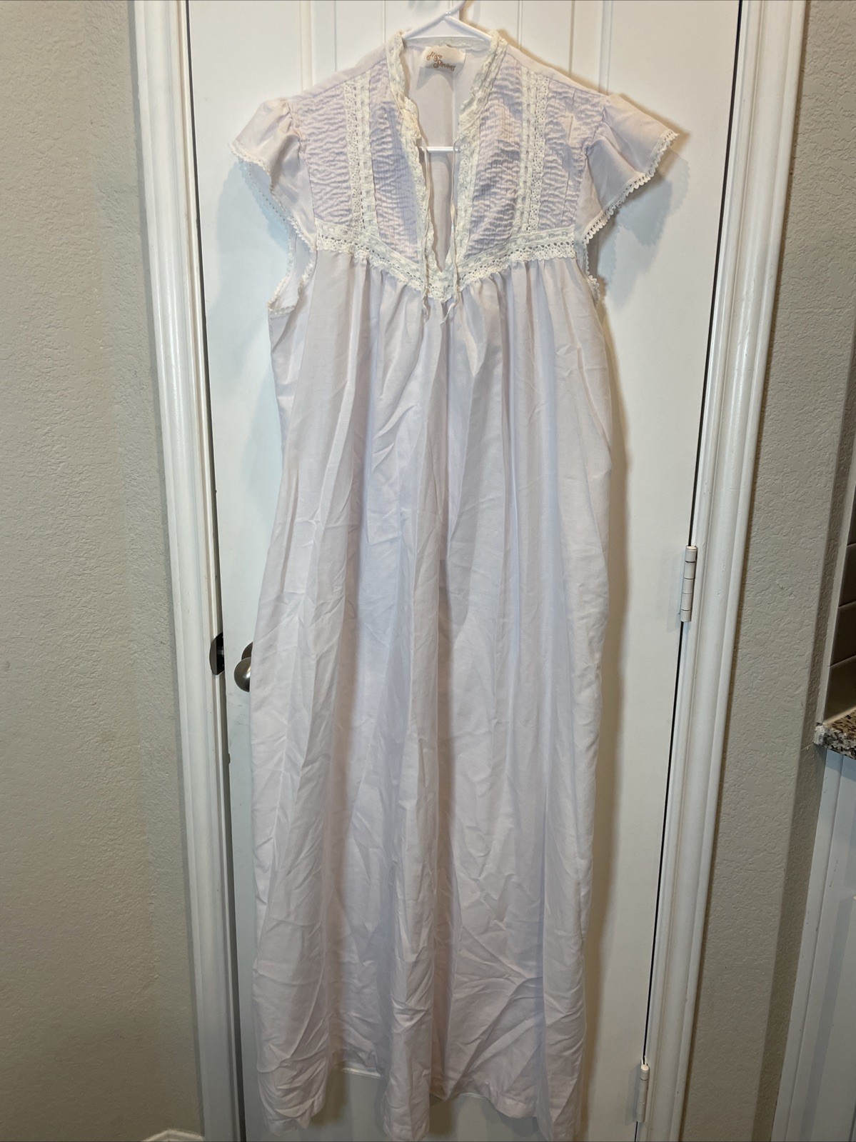 Vtg Ilise Stevens Night Gown Dress Peasant Minimalist Cottagecore Farmhouse Sz M