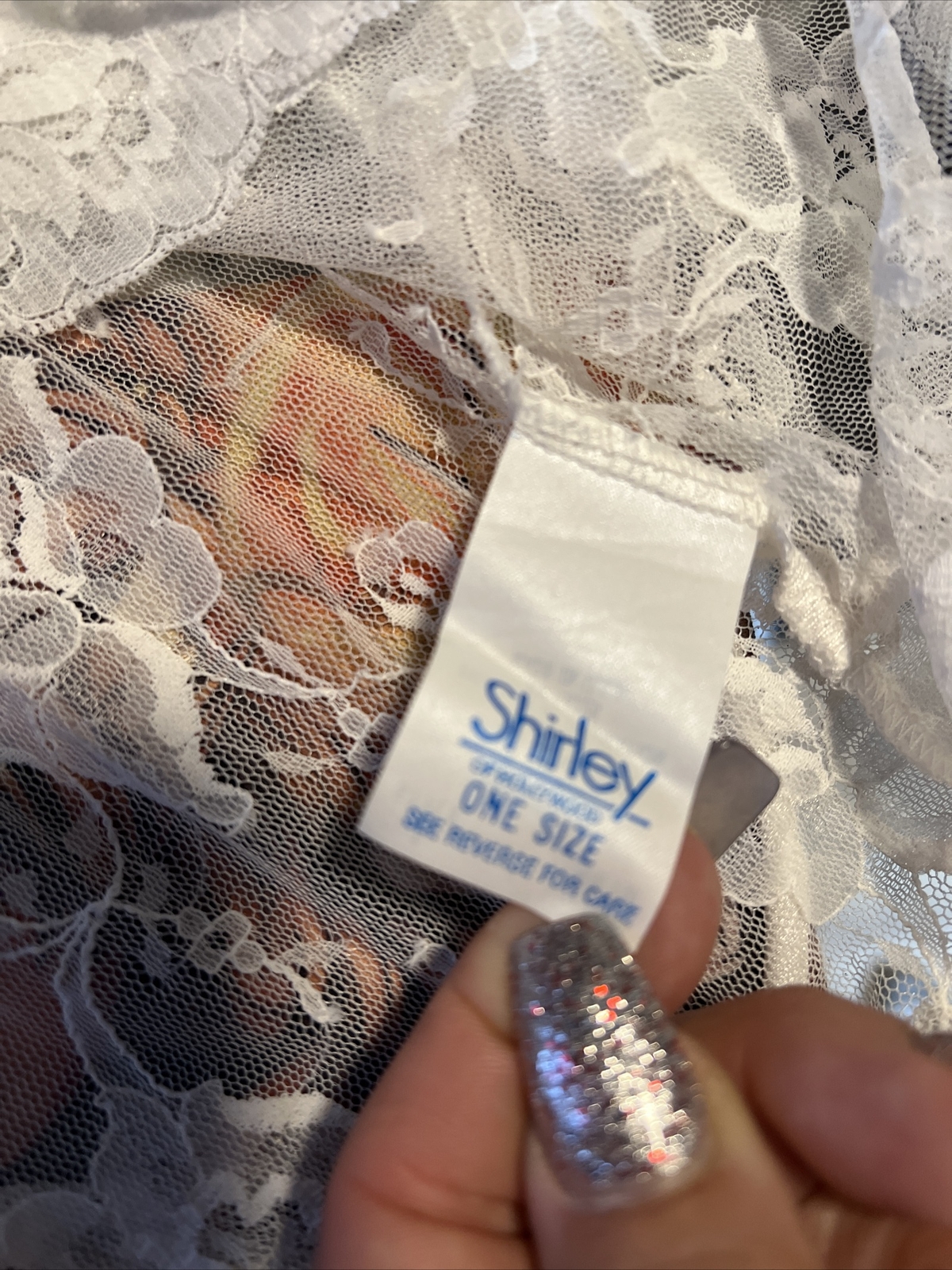VTG Shirley Of Hollywood Short Bridal Ruffle Trim Lace Sheer Nylon One Sz cp2