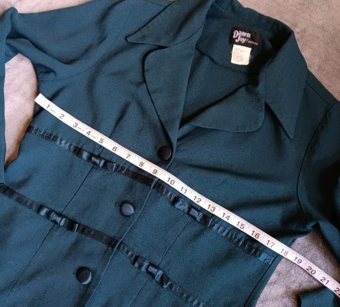 Vintage Academia 2 Piece Teal Dress & Jacket Nautical Mod Steampunk Approx Small