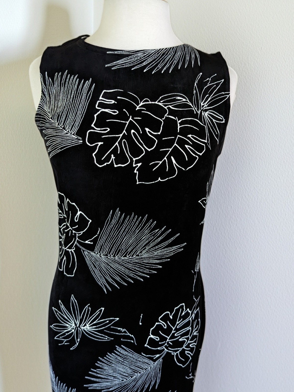 Vintage 90s Softwear by Mark Singer Slinky Knit Dress & Top Set Tropical Print
