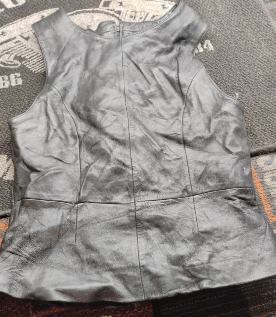Vintage Pelle Studio Wilsons Black Leather Motorcycle Vest Women’s S/M