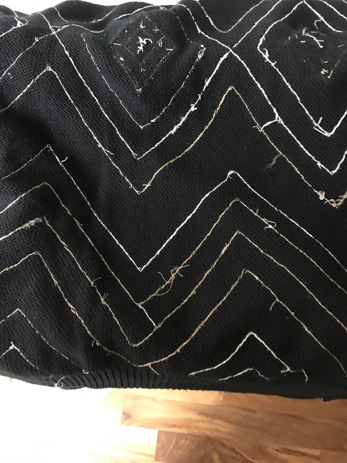 Vtg 80s I.B DIFFUSION WOMEN’S BLACK RHOMBUS SWEATER BEADED SEQUIN 52% Ramie Sz M