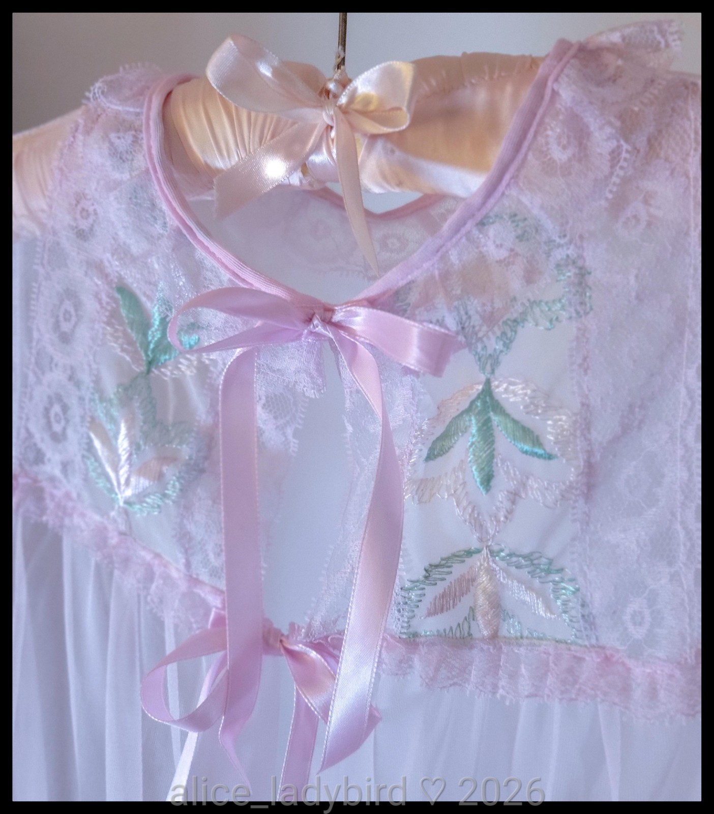 Vintage SHEER Babydoll TOP Vest CHIFFON Peignoir Satin BOW Bed Jacket ~xs/s/m