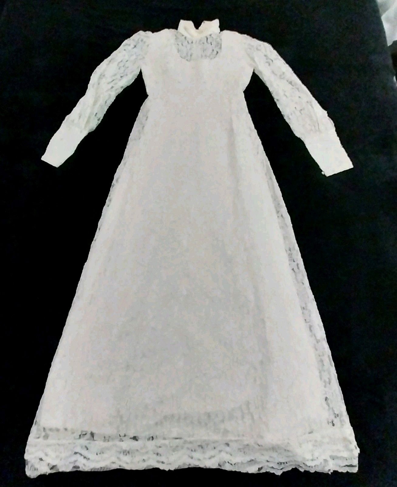 Vintage Wedding Dress And Veil Headpiece White With Floral Lace Empire Waist