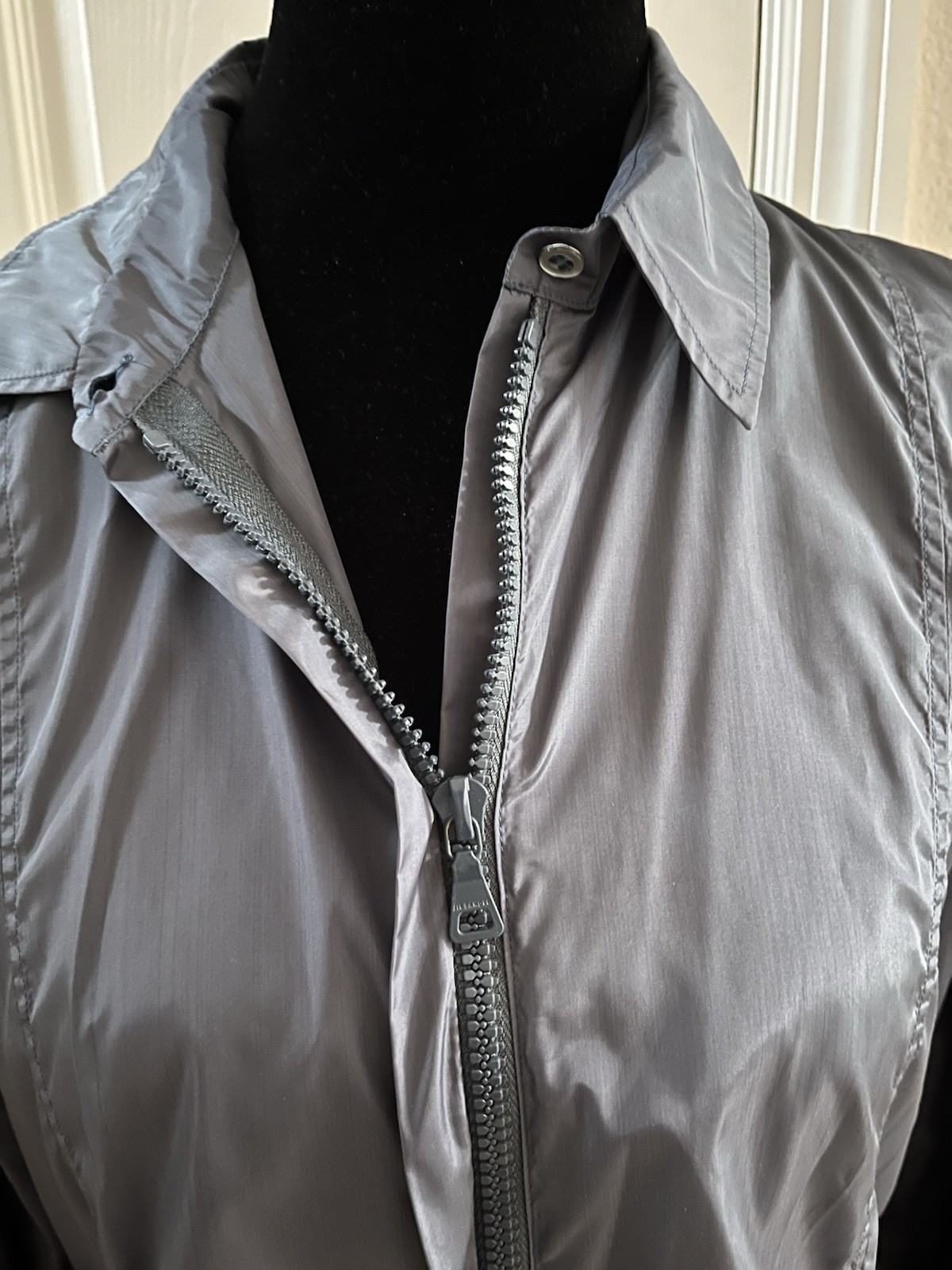 Vintage JIL SANDER Blue Gray Shirt Jacket with Zipper, Size 38 (Italian)