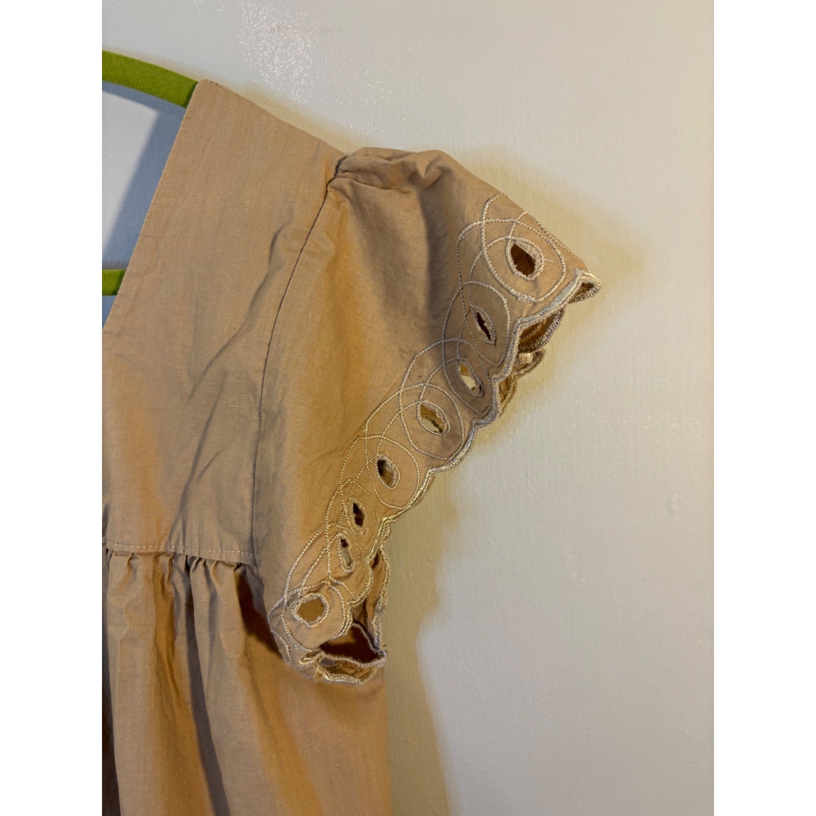VTG Sweet Lady Garments Beige Cotton House Dress XL Muumuu Mumu Pockets