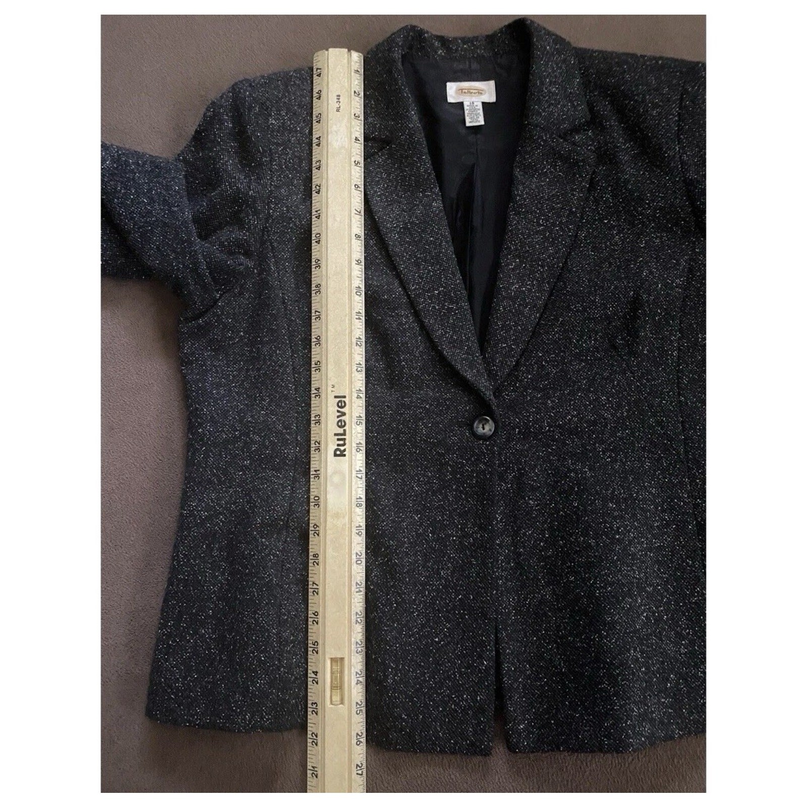Vintage Quiet Luxury Textured Blazer Wool Blend Tailored Jacket 18”
