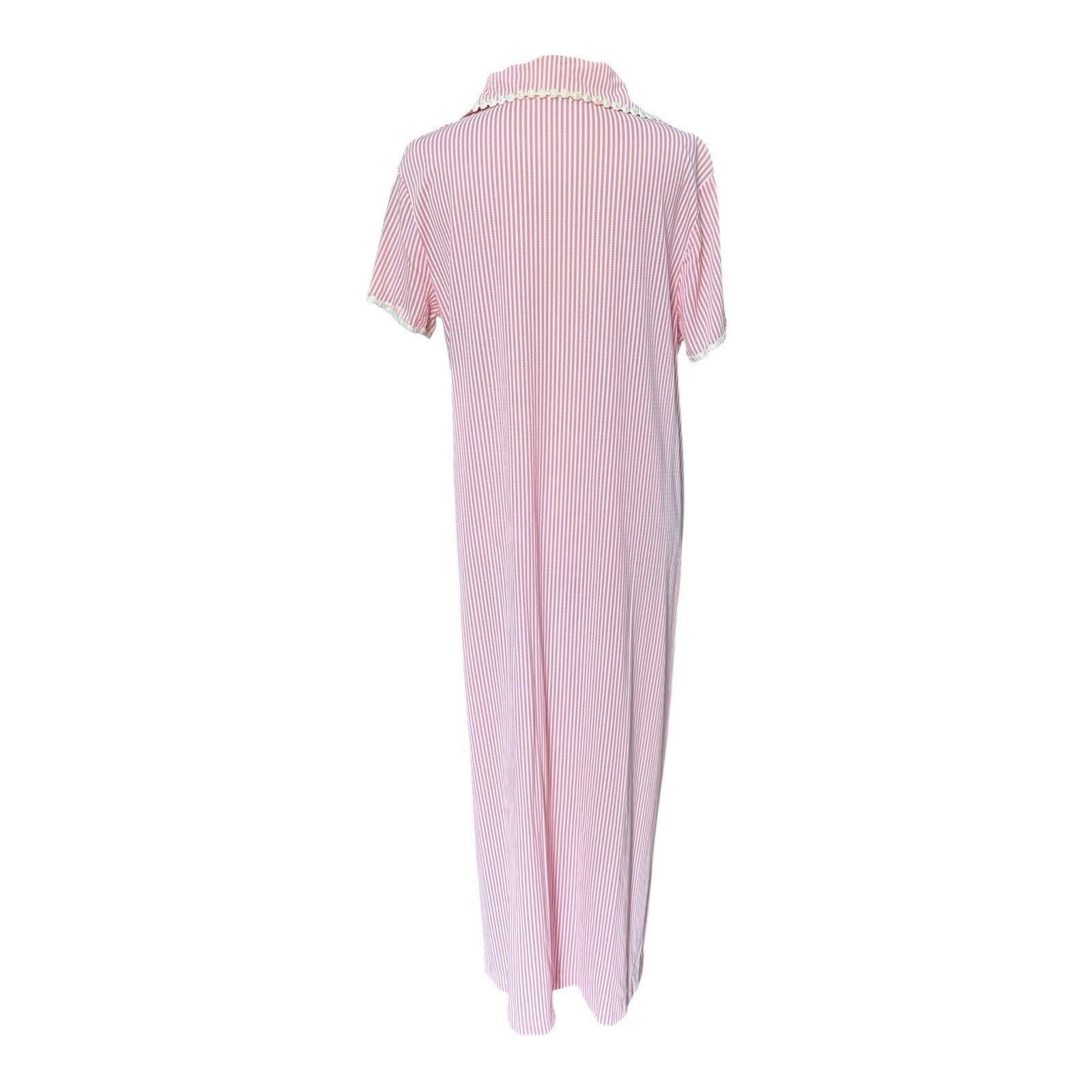Vintage 70s JCPenney Pink Stripe Zip Robe Housecoat w/ Drawstring ILGWU Sz M