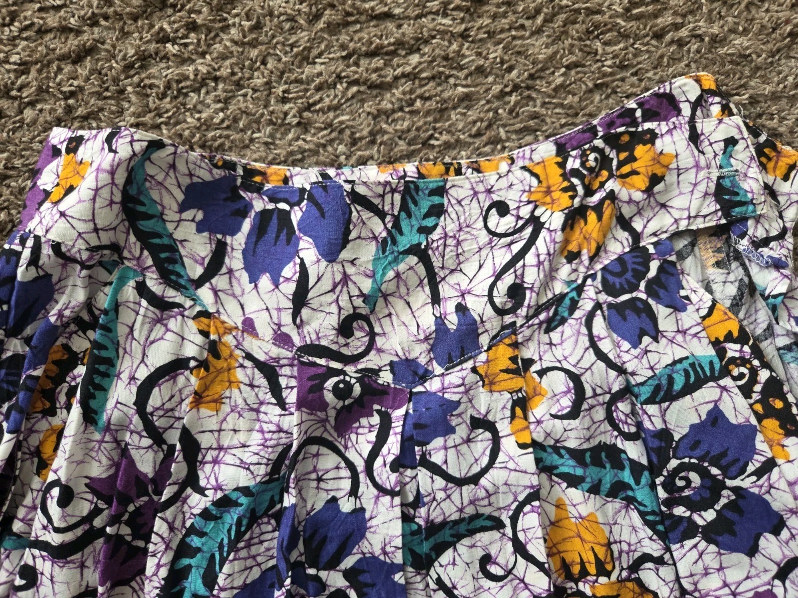 SK & Company Womens White Purple Floral 2 Piece Blouse Top Skirt Set Size 10