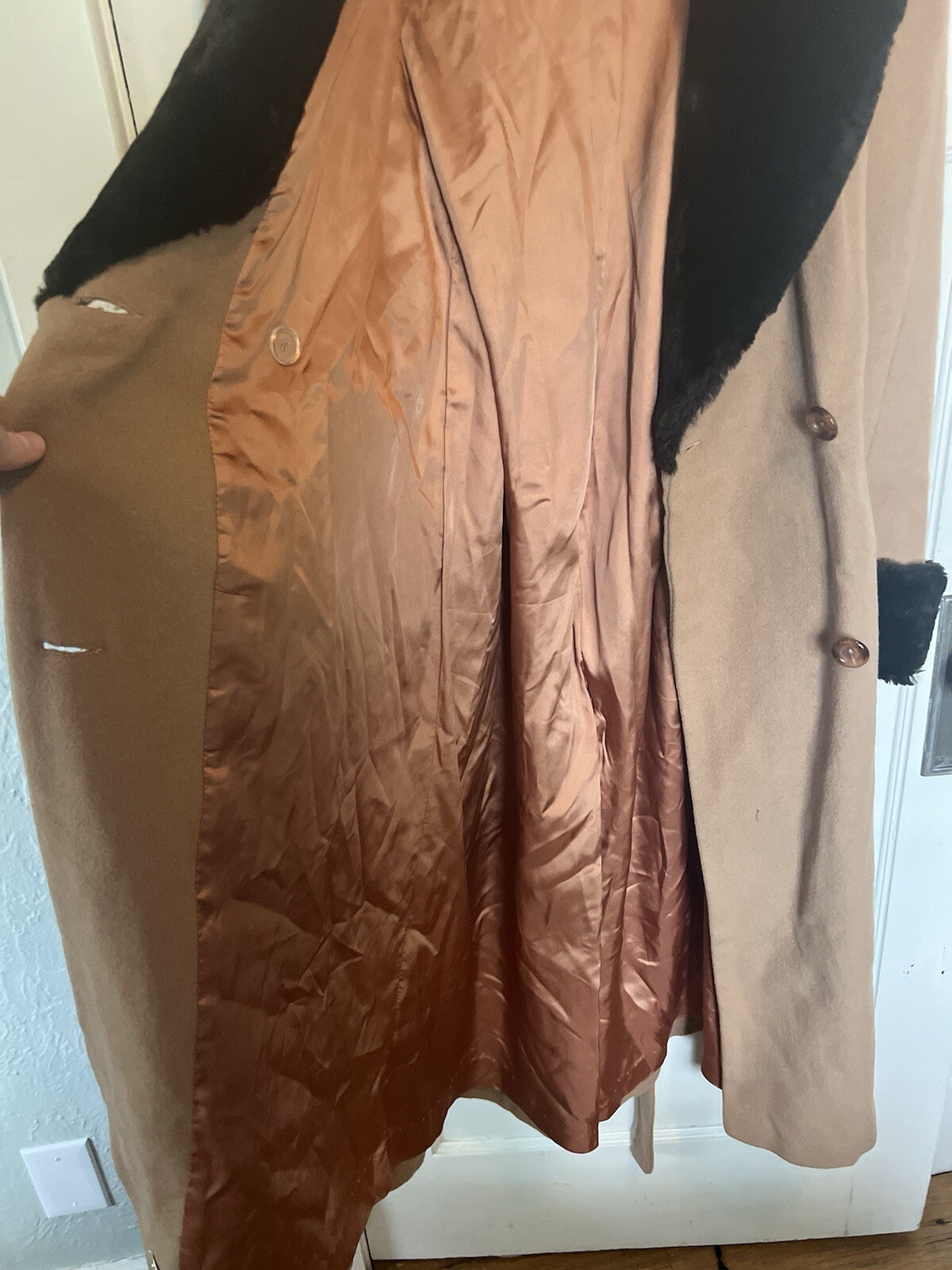 Vintage Size 4 Andrea Women’s Wool And Fur Trim Coat