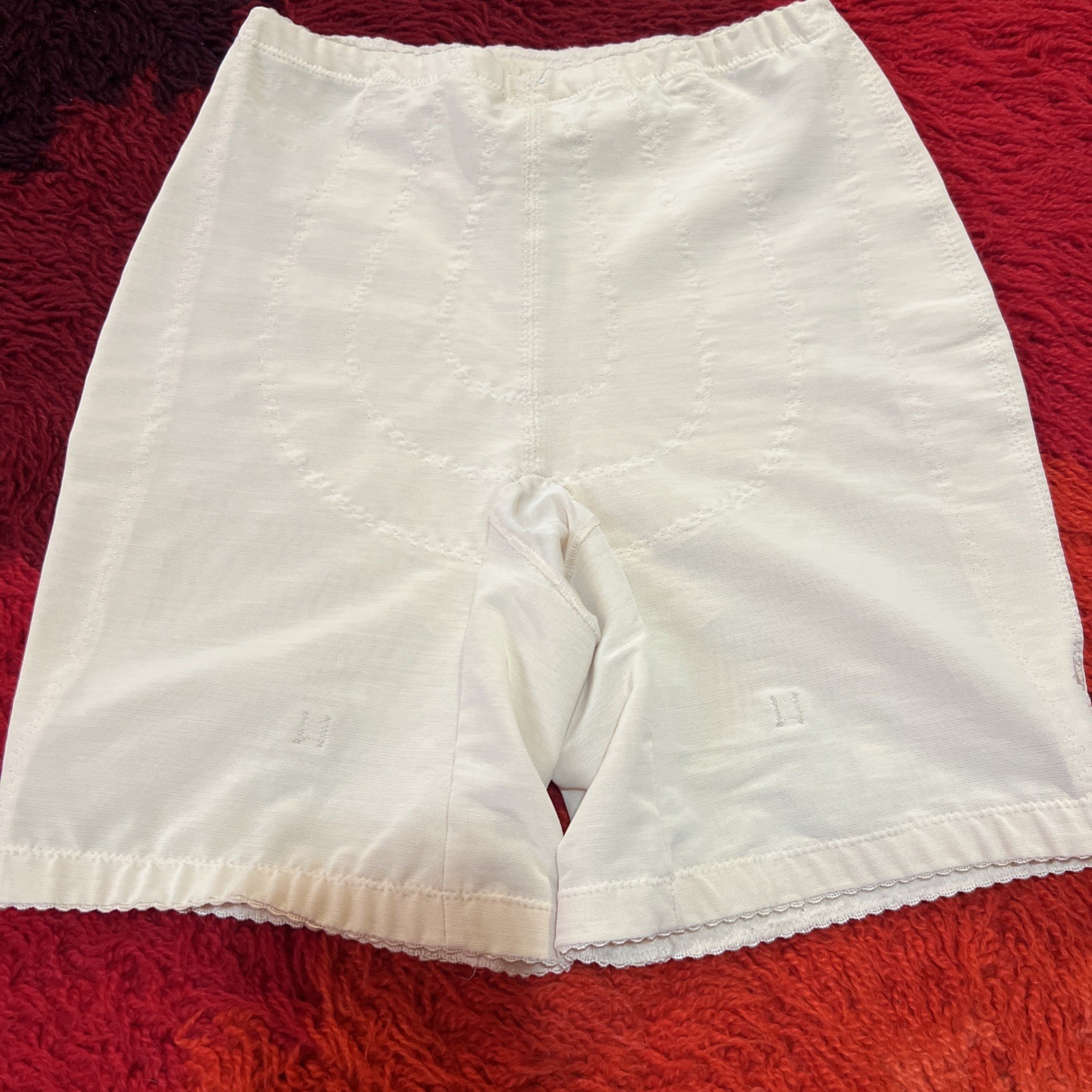 Vtg Beige Pettipants Girdle Control Top USA Large Garter Hooks Firm Shaper