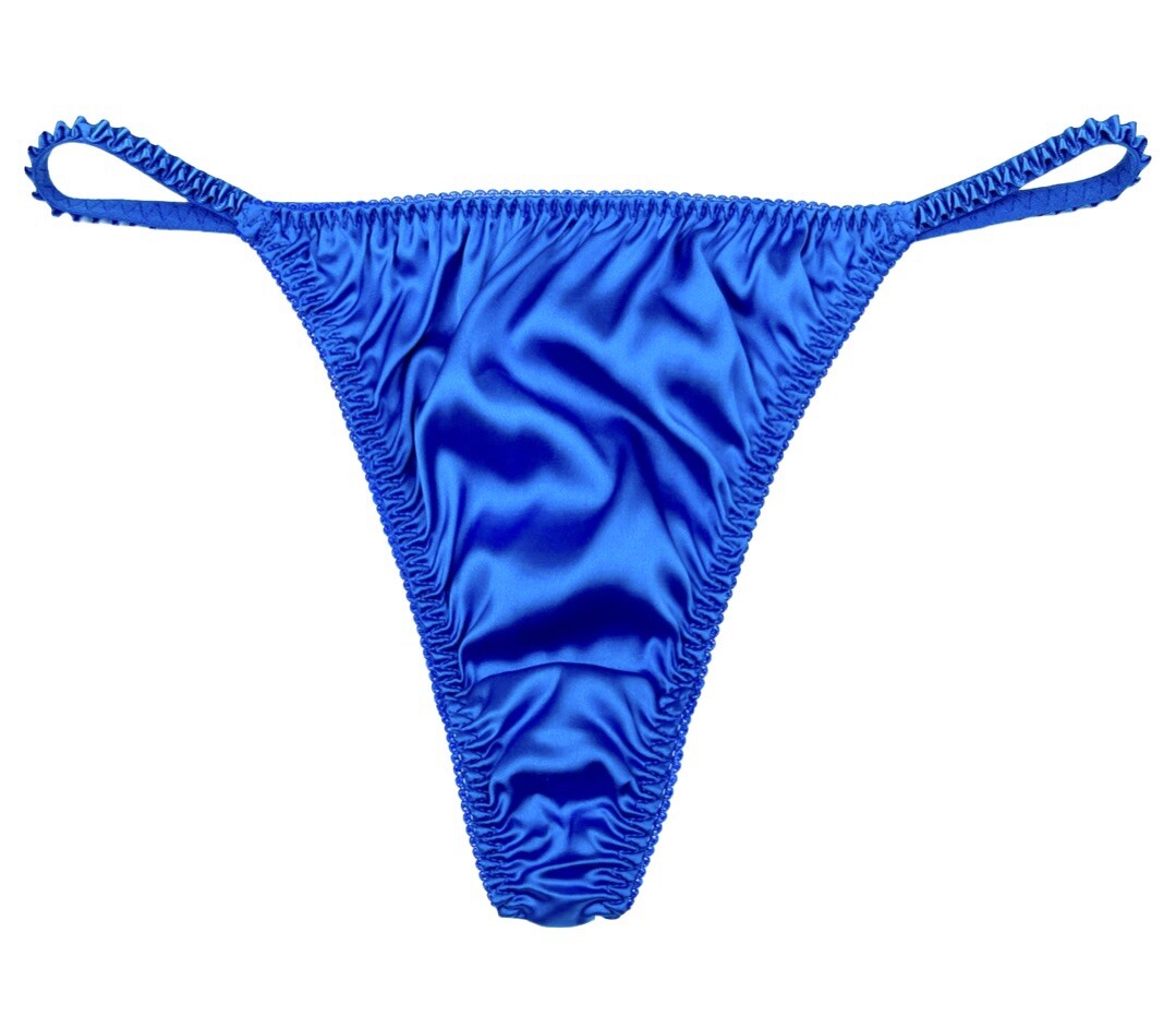 Satin String Thong Royal Blue XL