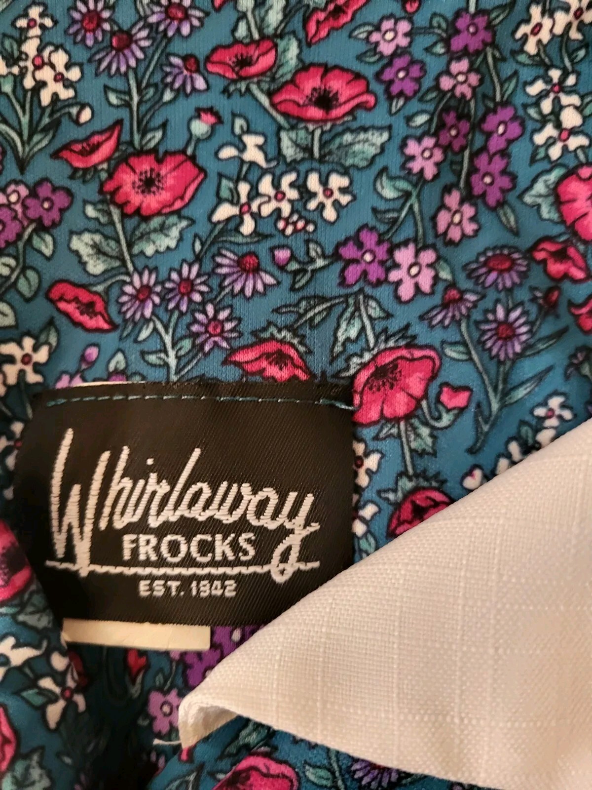 Vintage womens Plus church dress 20 Whirlaway Frocks batternburg lace collar blu