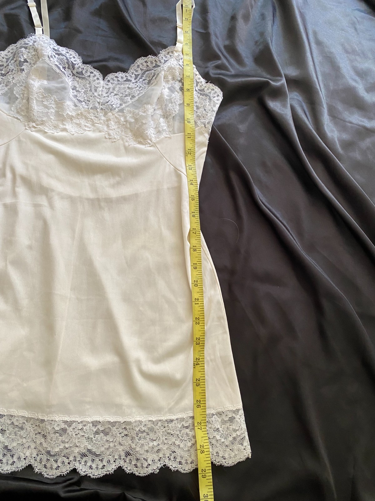 Vintage 1960s White Lace Trim Mini Slip Mod Boho Small Bride