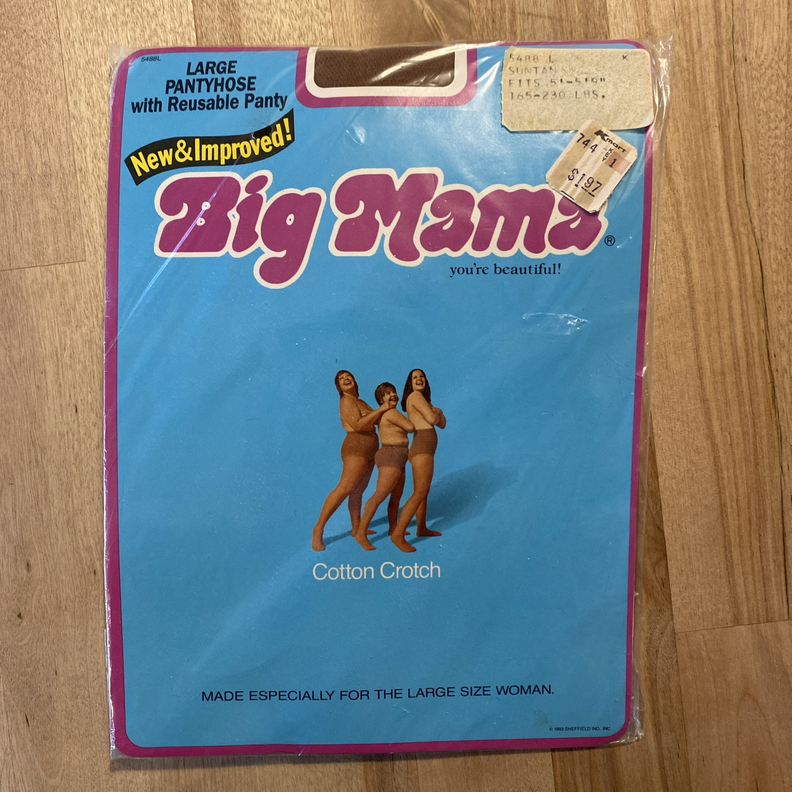 Vtg New Big Mama Nylon Pantyhose With Reusable Panty Large 165-230 Lbs Suntan