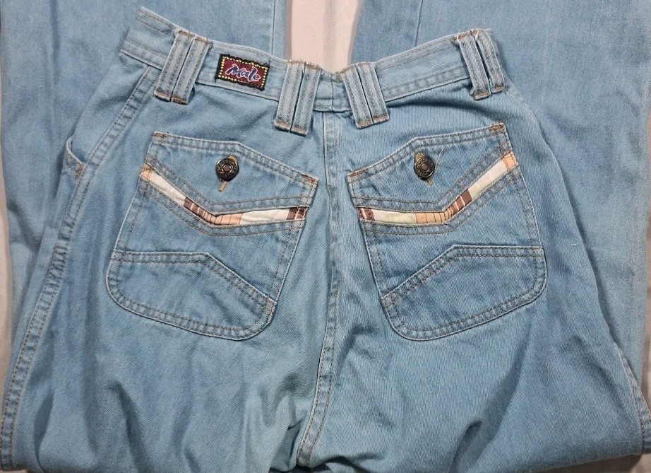 Vintage 70s Women’s „Male” Brand Jeans Bell bottom Flare Denim Size 24 X 32