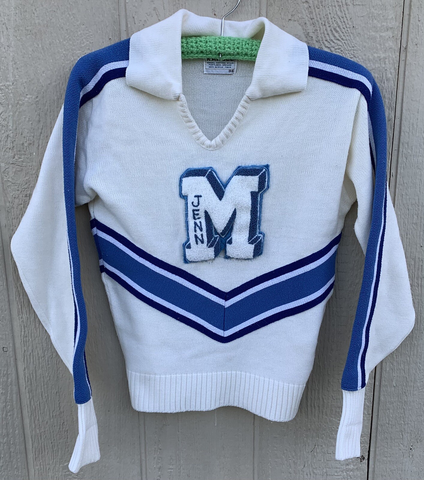 vintage cheer cheerleader sweater “letter M” Kandel Knitting Mills size 36