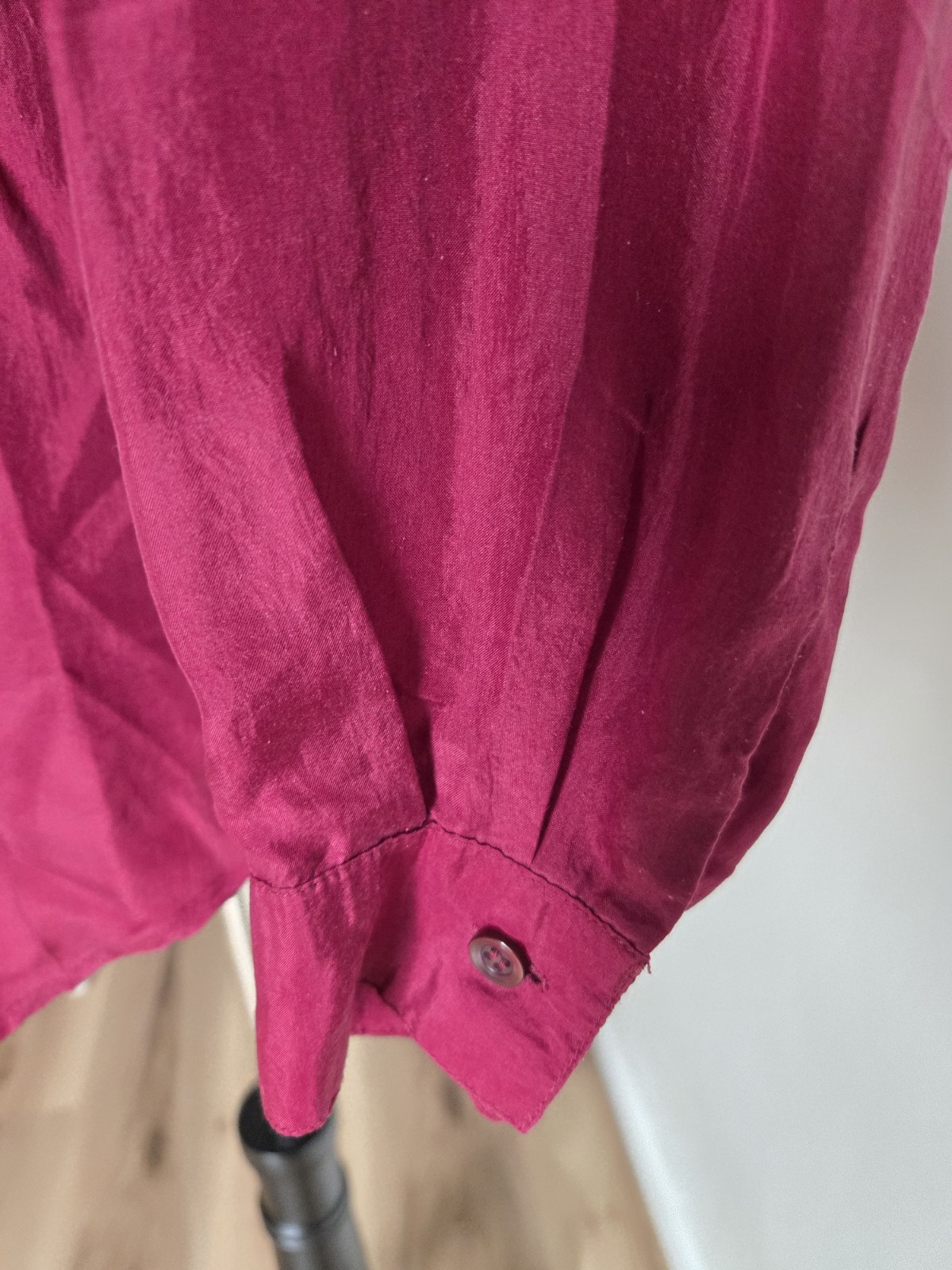 Details Express Eomens Vintage/Deep Red/sizeM/silk/Button Up/shitBlouse/Poket