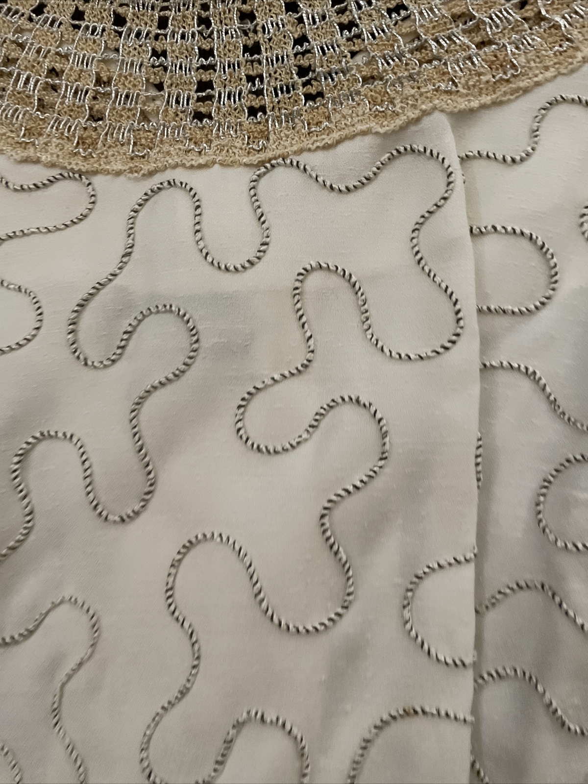 Vintage Paul Sachs Original Dress cream & gold accent fitted button back