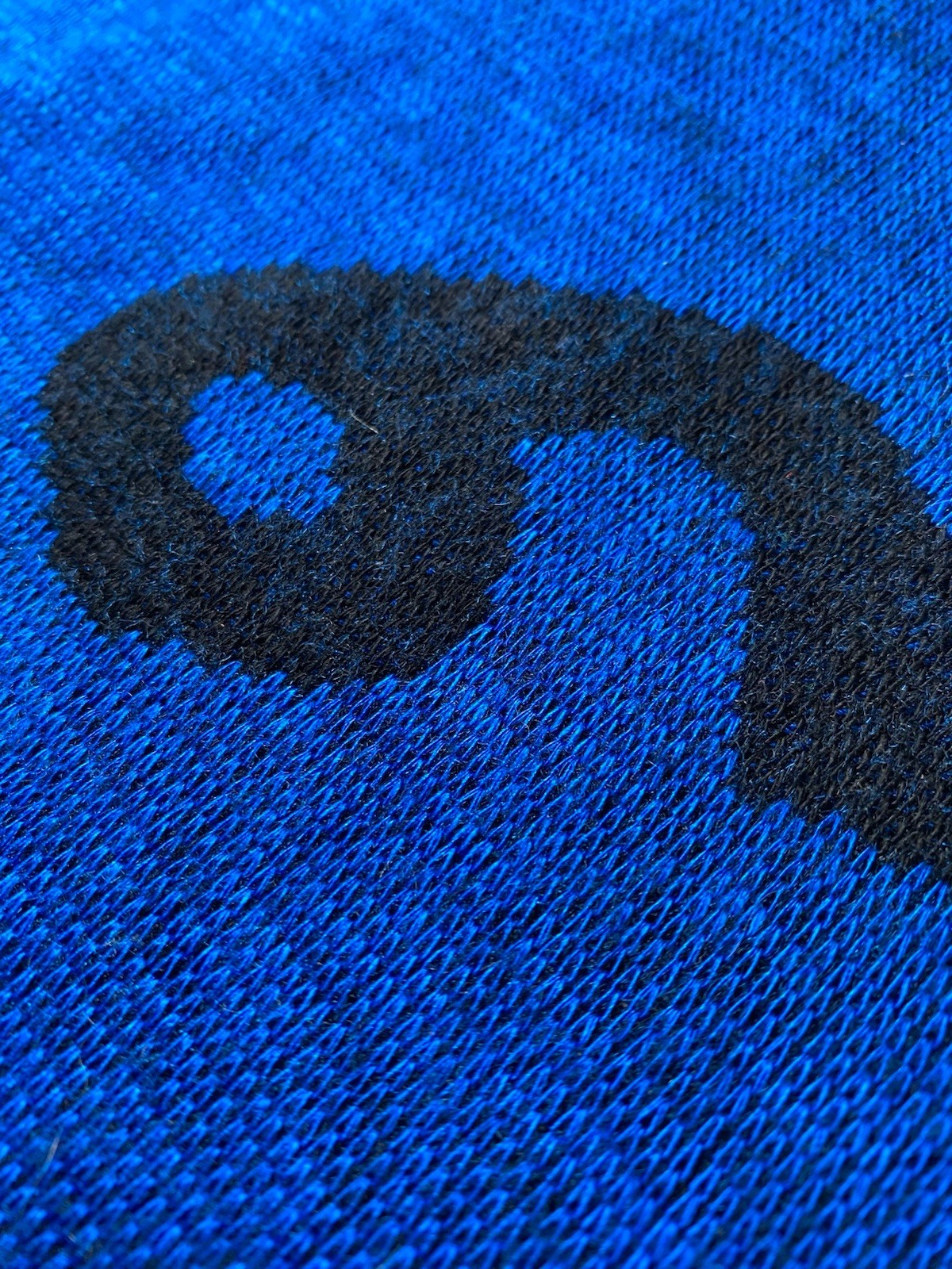 Vtg 80s Sears Graphic Number Knit Sweater Dress Small Blue Black New Wave USA