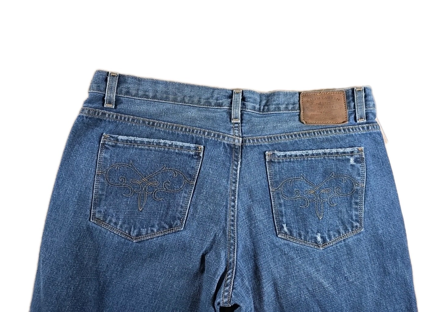 Polo Ralph Lauren Jeans Womens 32 Blue Relaxed Flare Denim Cotton Dungarees