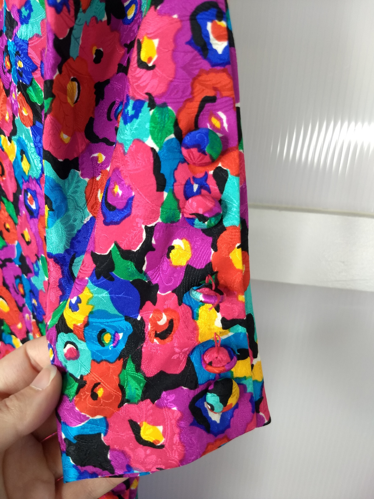 Vintage Carolyne Barton Floral 100% Silk Dress Pink Multicolor Flower Pattern