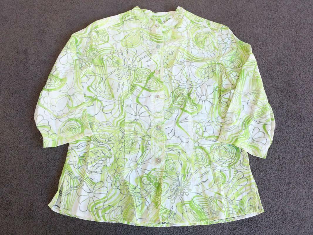 Shirt Sharon Anthony Vintage Green tones size 6 priest collar Retro Atomic XH