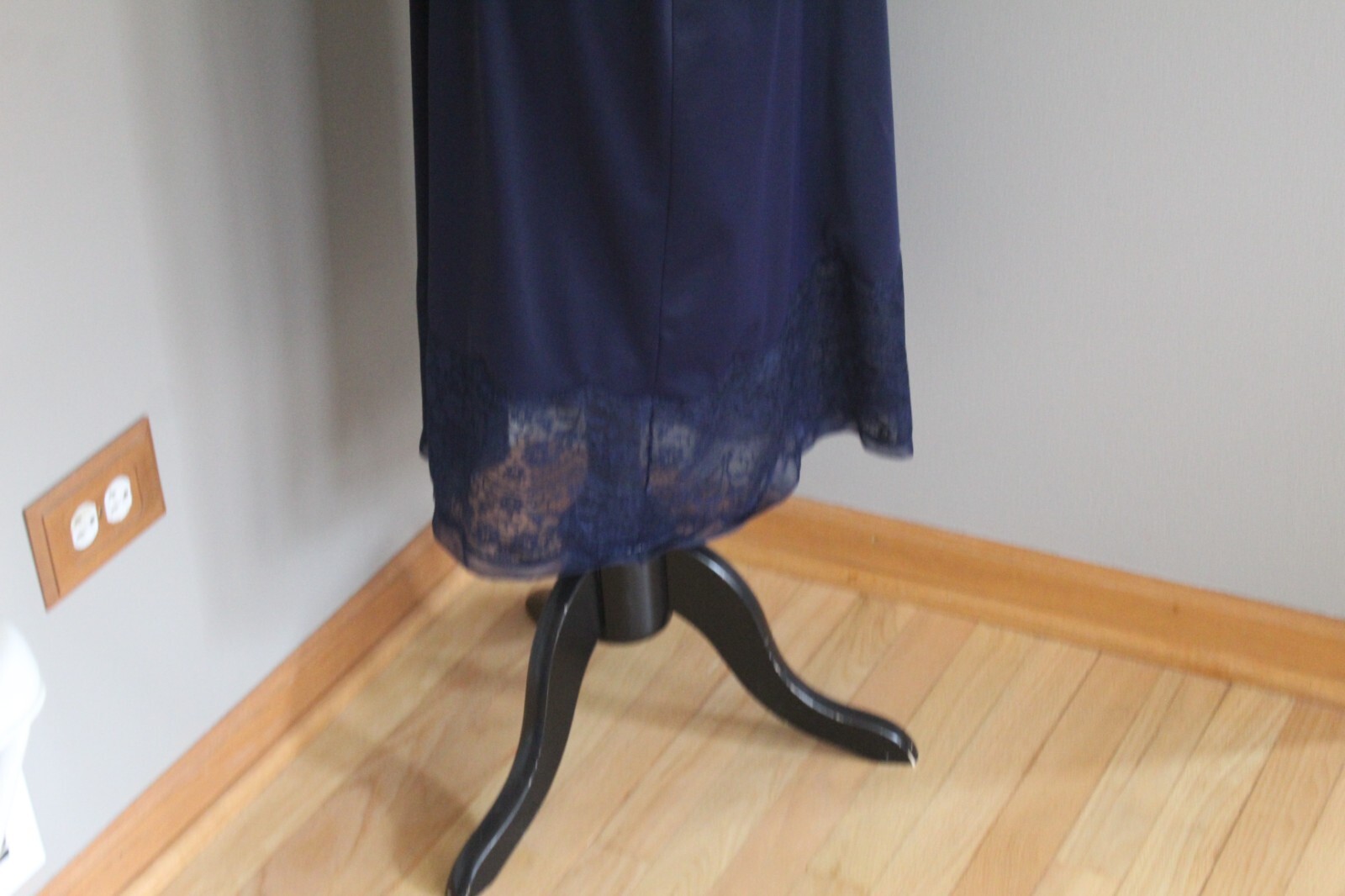 Vintage Van Raalte Satin Nylon Suavette Navy Blue Size 40A