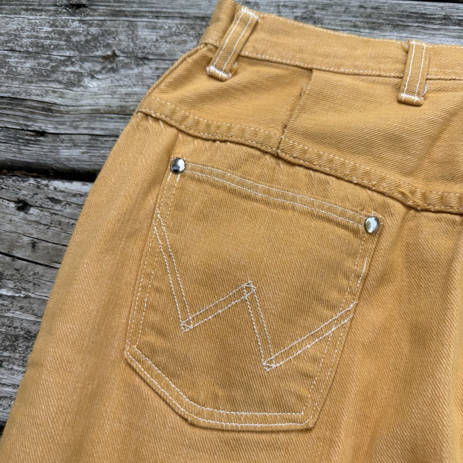 Vintage Misses Wrangler Sanforized Denim Jeans 60s 70s Mustard Yellow Workwear