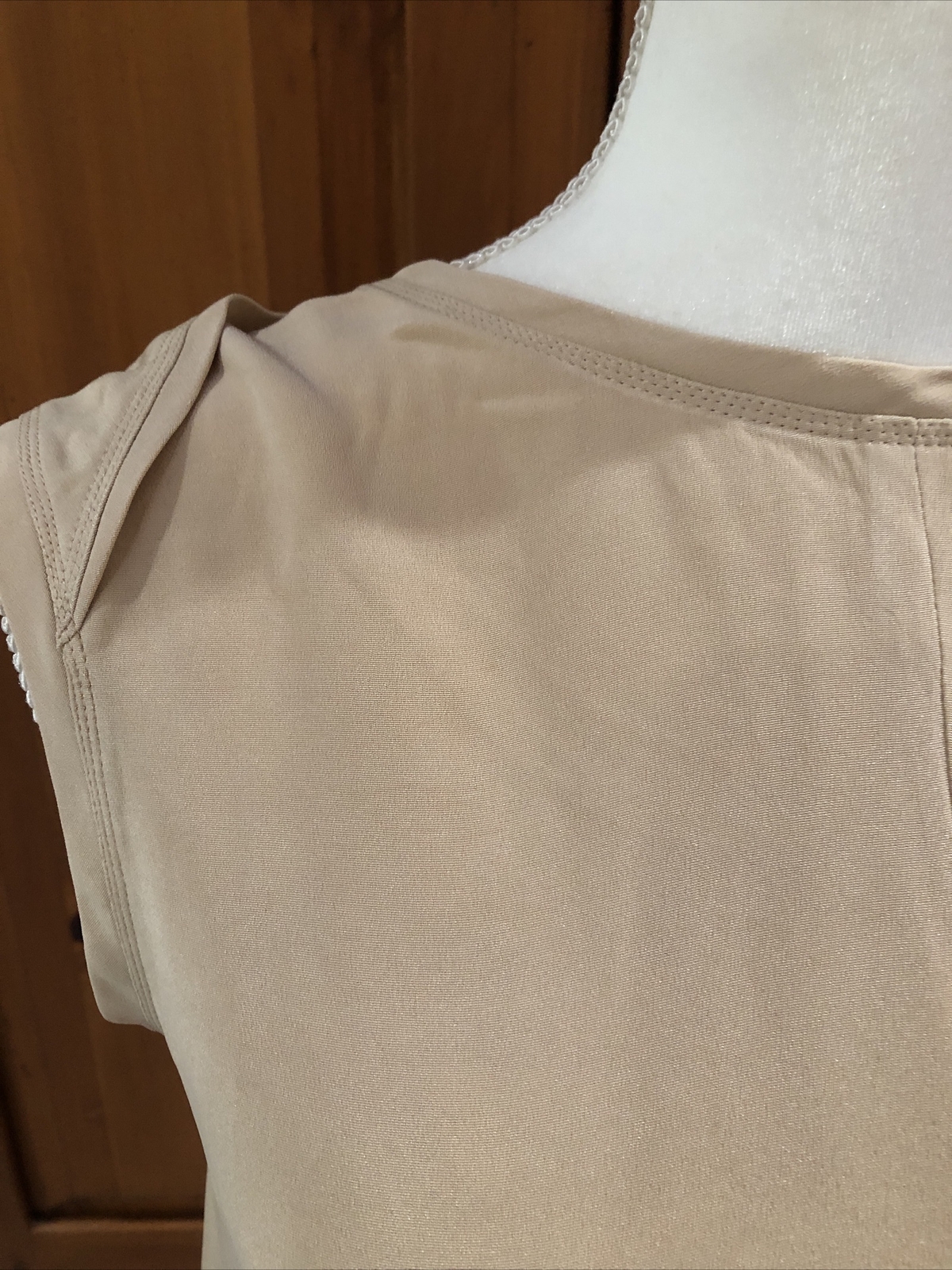 Geoffrey Beene vintage 70s blush nude silk jersey Chicly Detailed Shift Dress S