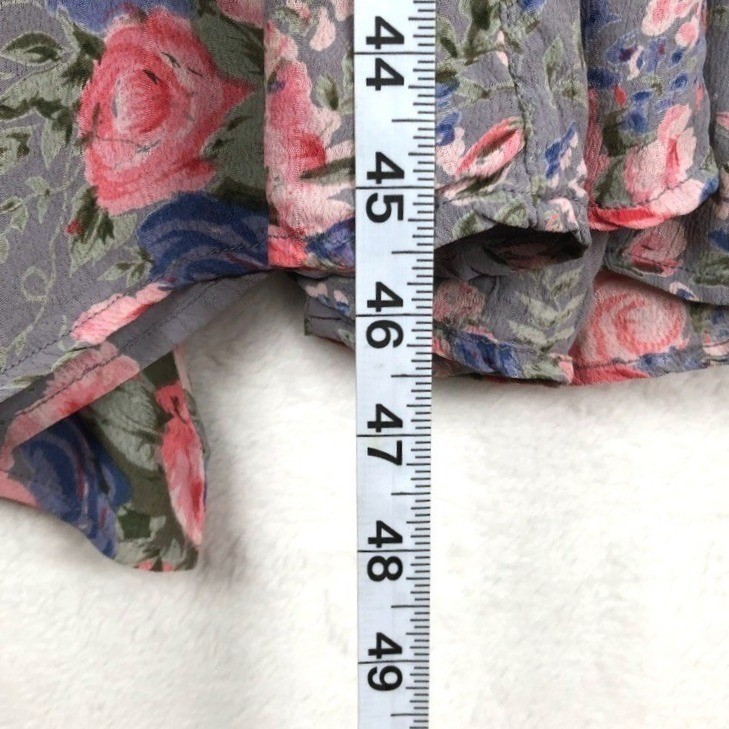 VTG Passports Pier 1 Imports Floral Rayon Midi Dress Sz S Grey Pink Cottagecore