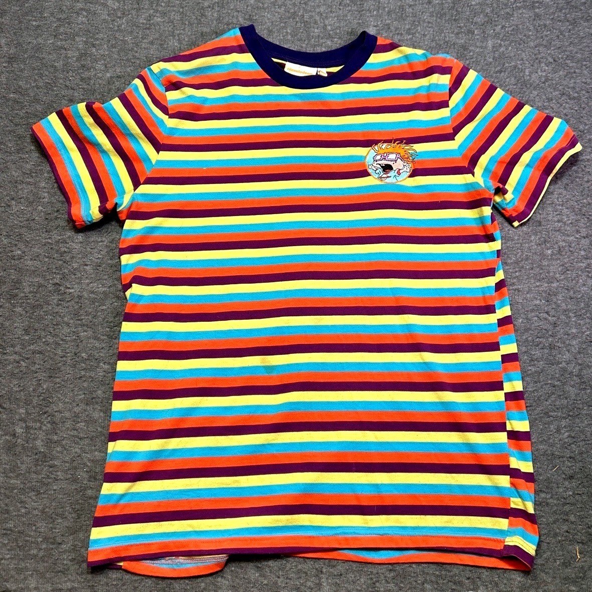 Vintage Nickelodeon Shirt Rugrats Chuckie Womens Large Casual Striped Fun