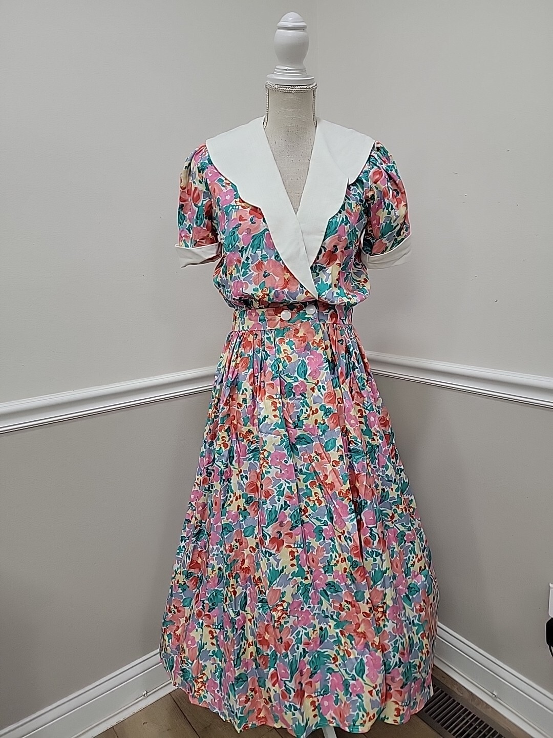 Vintage’80s Tea Garden Floral Party Dress/Handmade