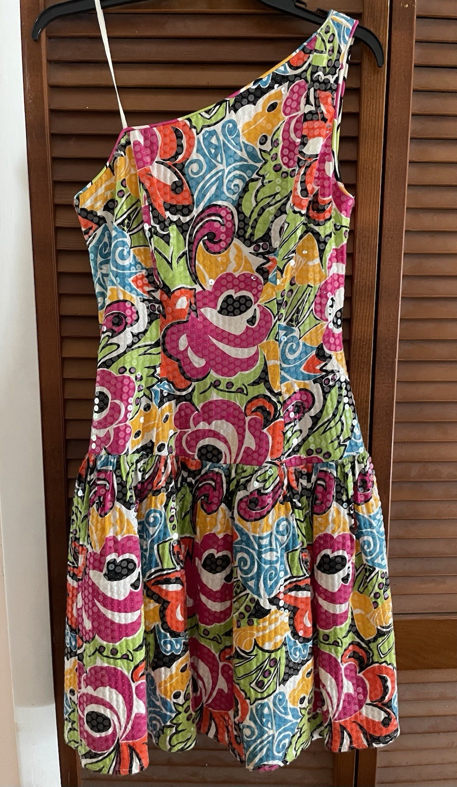 Morton Myles for the Warrens Vintage One Shoulder Sequined Dress SZ 8