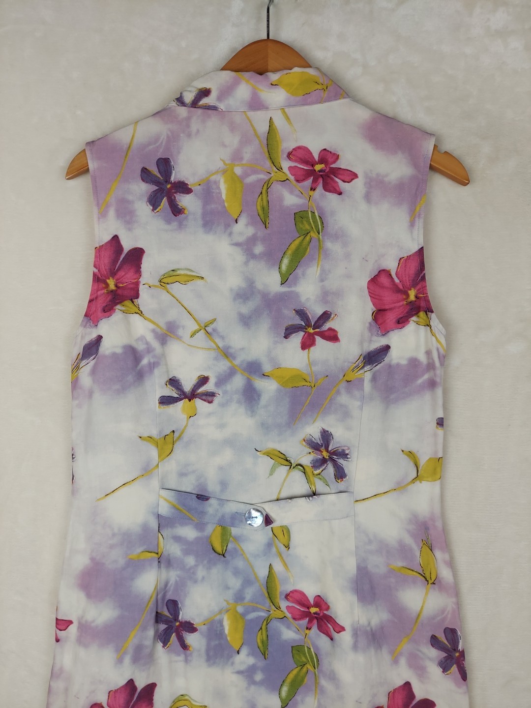 VTG 90s Carol Anderson Maxi Dress Womens 10 Floral Silk Linen Button Down Front