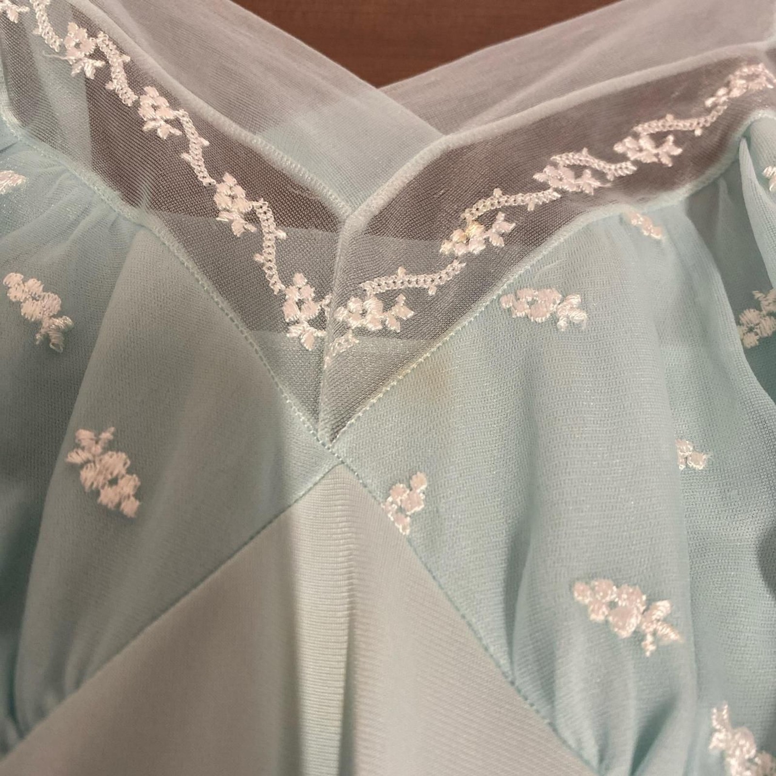 1960s nylon baby blue maxi lingerie slip dress ( 17in ptp, 28in waist)