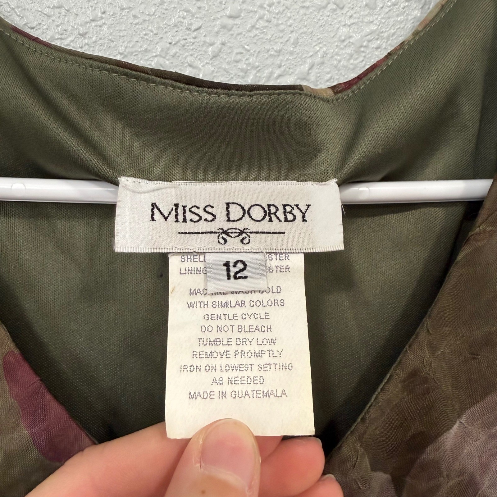 Miss Dorby Vintage Floral Maxi Dress Olive Green Hydrangea Print 12 8663117