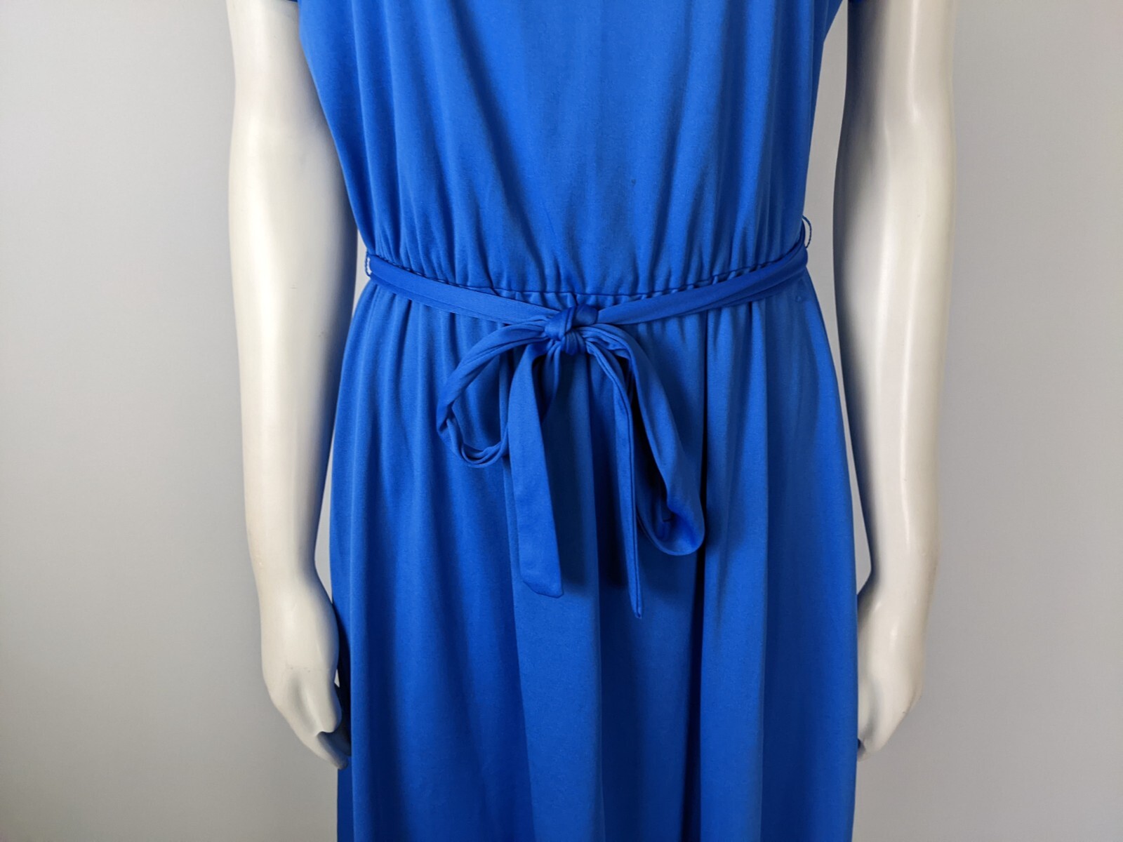 Vintage 70s Women’s Dress Size 12 Haband For Her Blue Belted Stretch Knit
