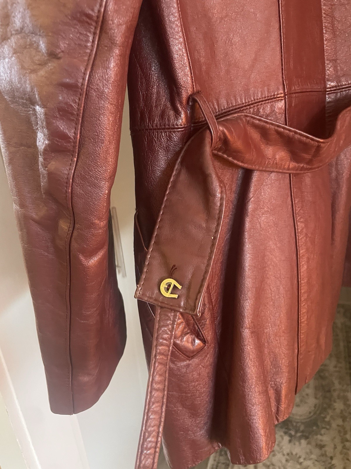 Vintage Etienne Aigner 100% Genuine Leather Burgundy Jacket